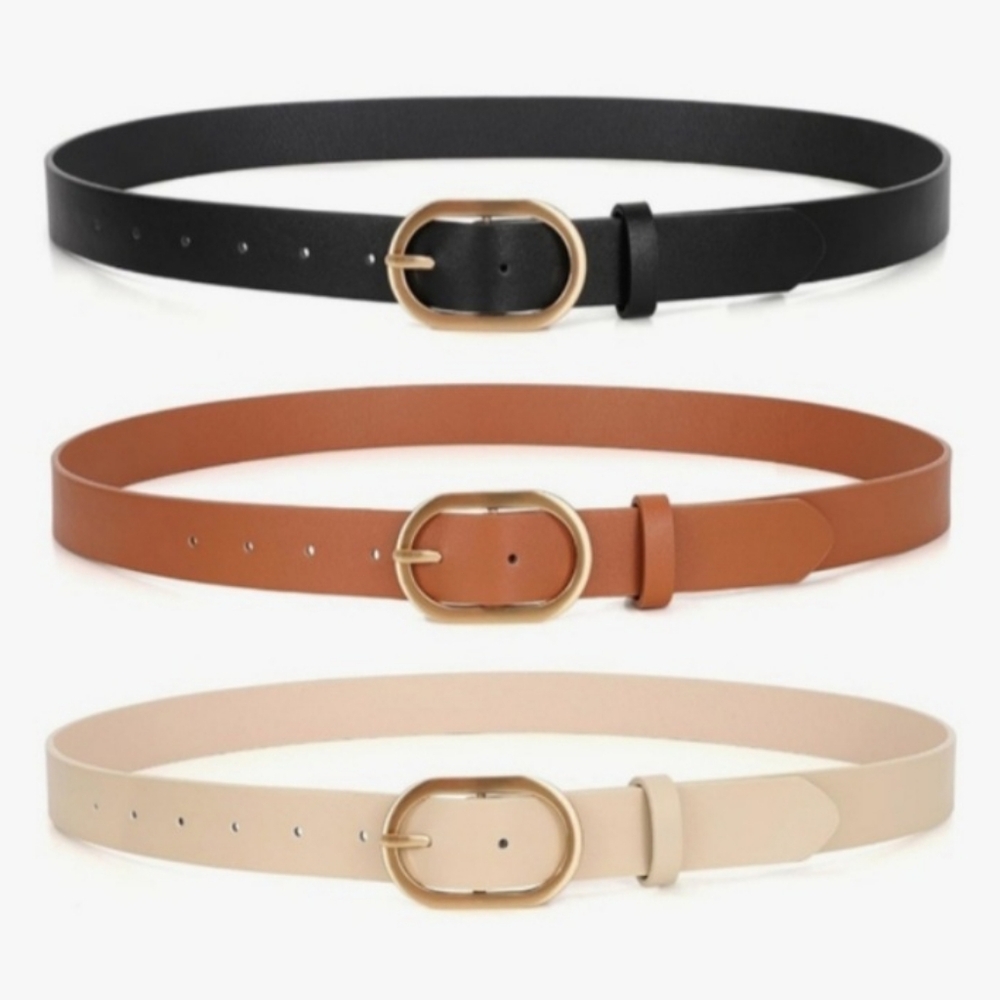 3 Pack Women's Belt Set - Black, Brown, and Cream Sz.XXXL NWOT.  54".